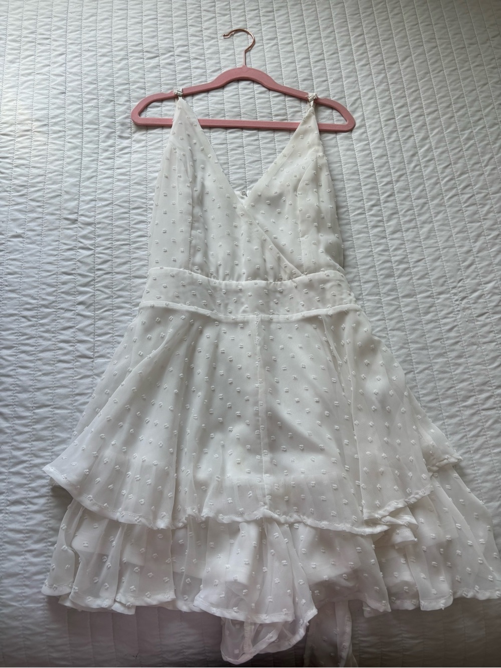 How Very Loved White Swiss Dot Ruffle Mini Dress